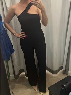 Gauge81 Black One-Shoulder Wide-Leg Jumpsuit